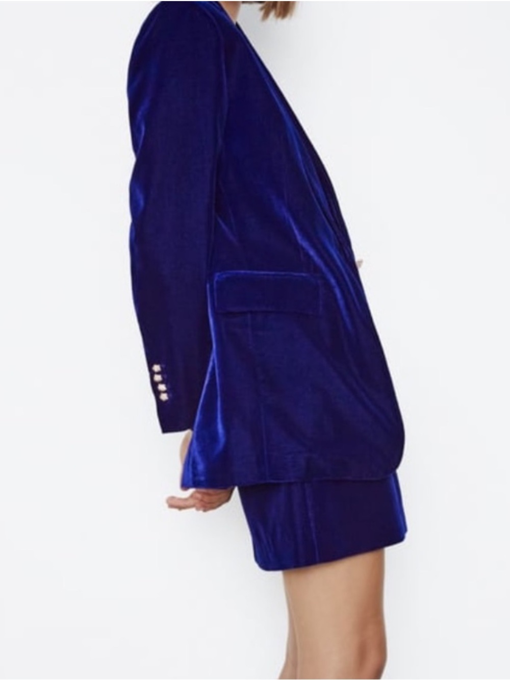 Zara Oversized Velvet Rhinestone Single-Button Blazer - Picture 4 of 4